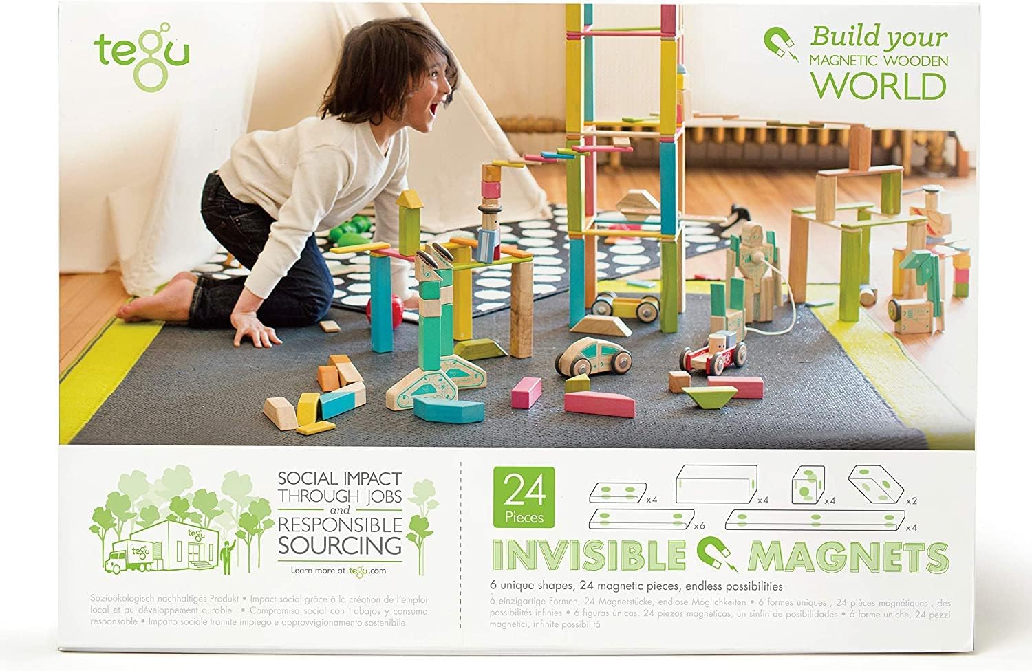 Tegu Classic 24 piece Magnetic Wooden Block Set - Sunset, photo 4 of 8