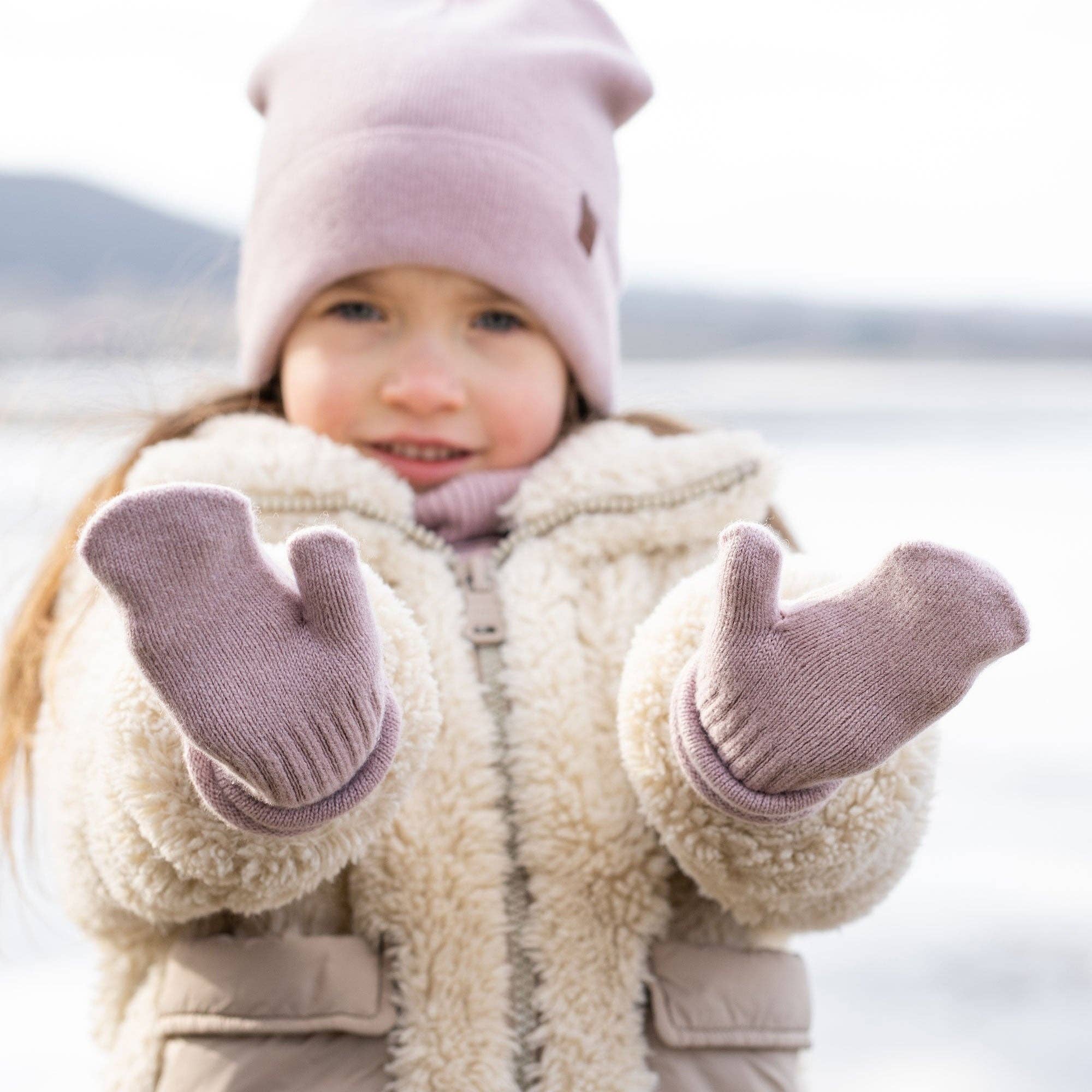 Merino Cashmere Knit Mittens - Dusty Pink - Menique, photo 5 of 6