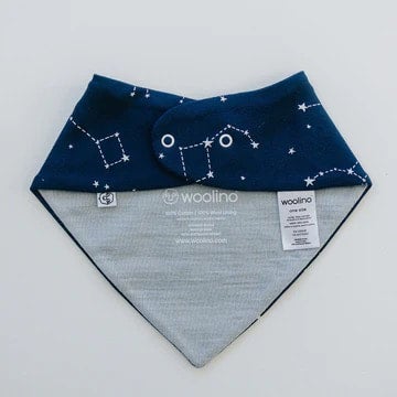 Night Sky Bandana Bibs- Set of 2 - Merino Wool & Organic Cotton Sides - Woolino, photo 3 of 5