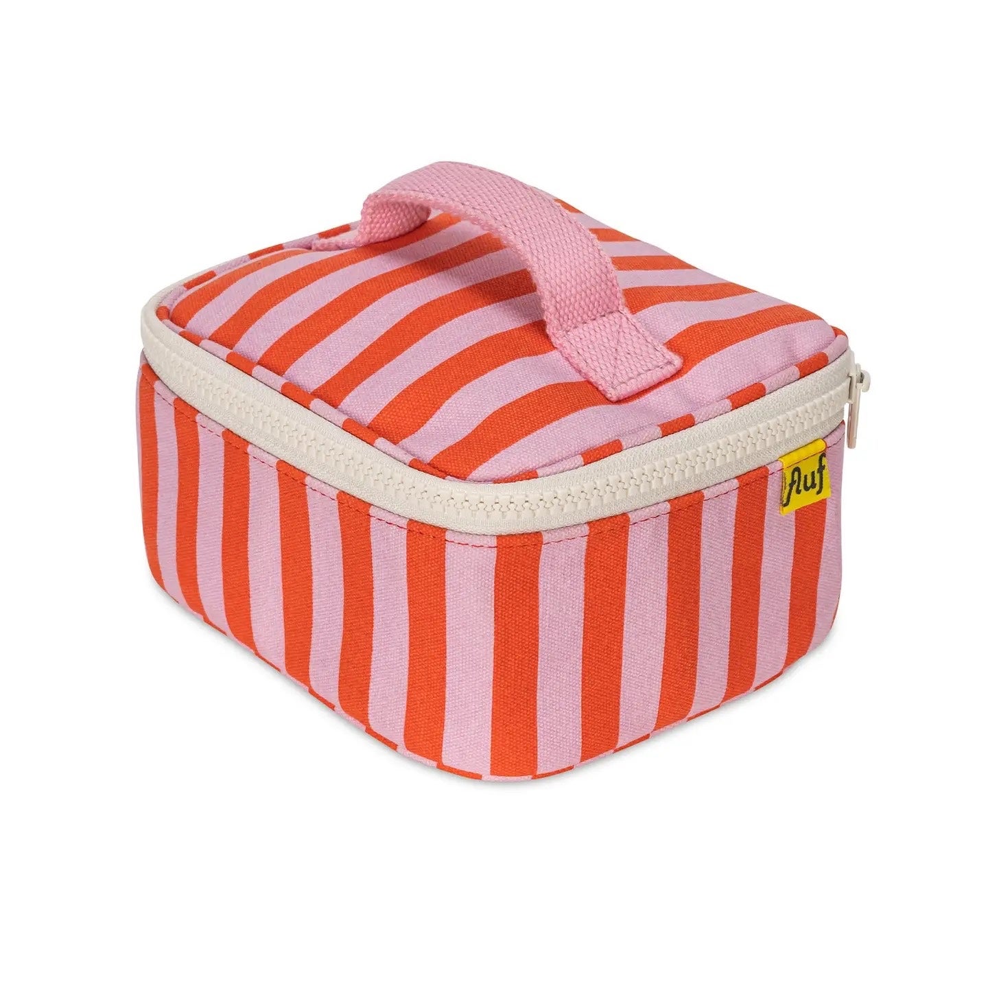 Mini Zip Cube / Mini Lunch Bag - Awning Stripe Pink - Fluf, photo 2 of 4
