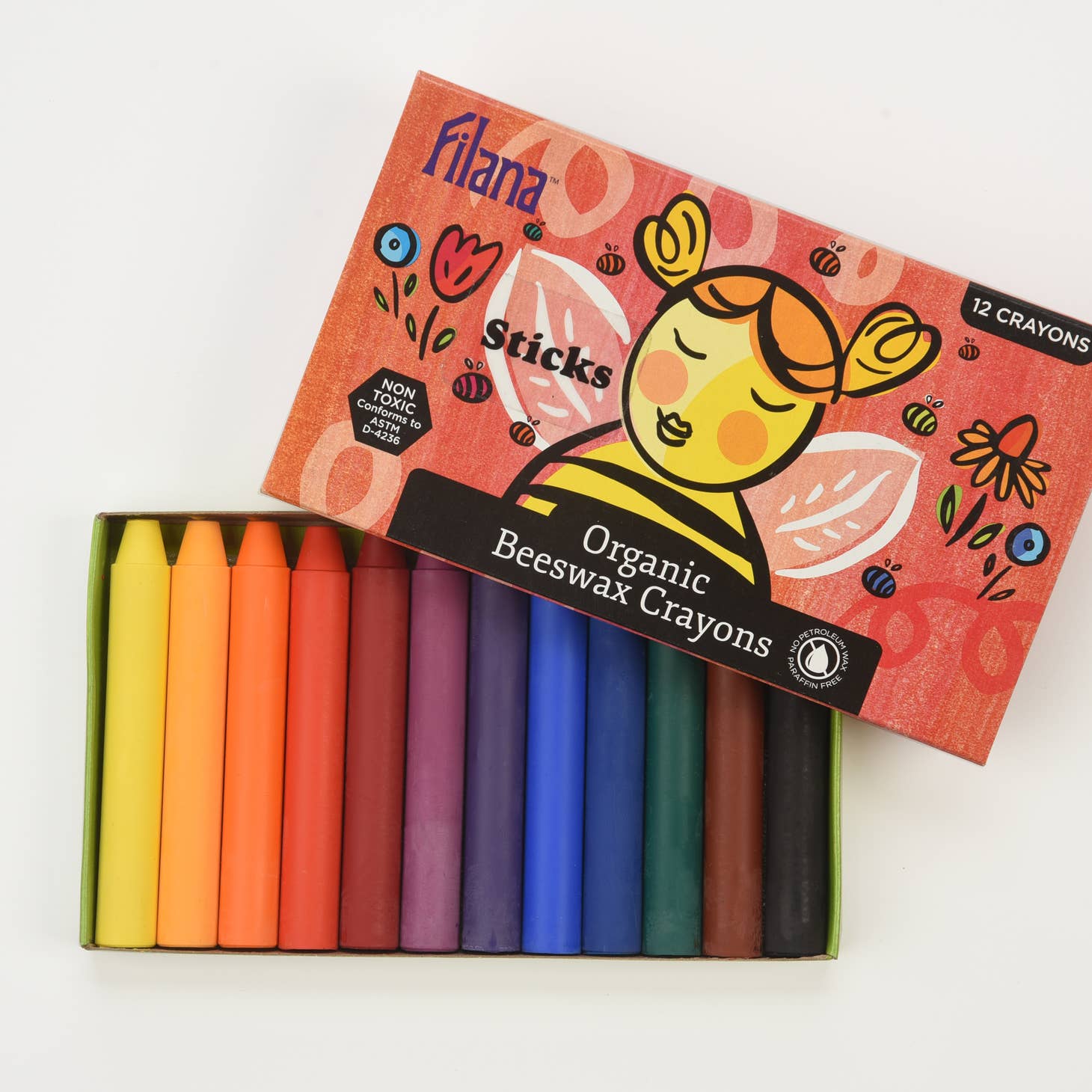 Organic Beeswax Rainbow Crayon 12 Pack - Filana, photo 1 of 4