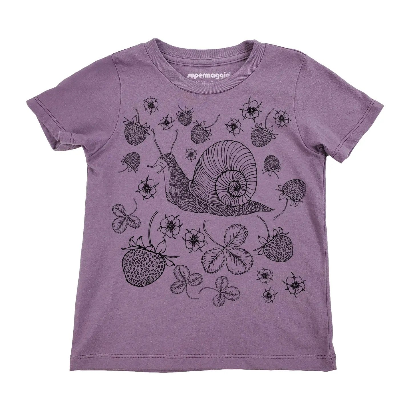 Snail and Strawberries Kids Organic Cotton Tee - SuperMaggie - Made in USA