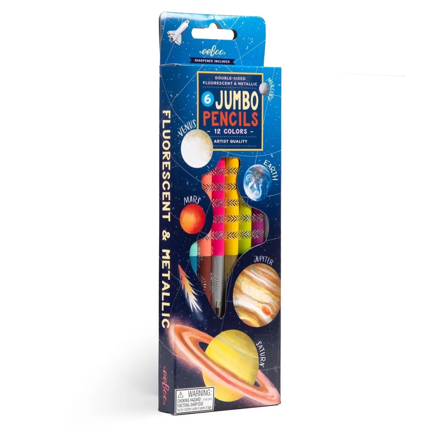 6 Jumbo Double-Sided Color Pencils (12 Colors) Solar System- eeBoo, photo 1 of 2