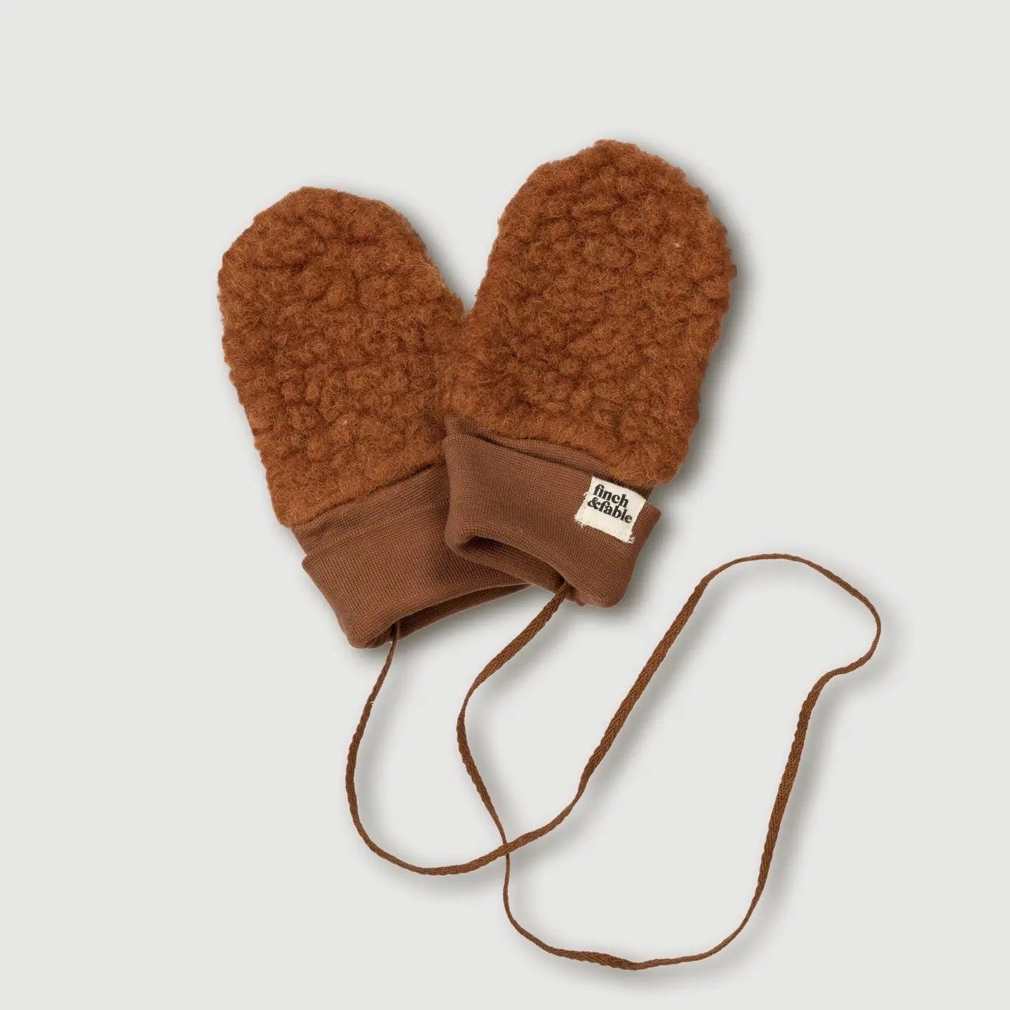 Wool Sherpa Mittens - Chestnut - Size 3-5 Years - Finch & Fable, photo 1 of 3