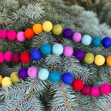 Felted Rainbow Ball Garland - Fair Trade - The Winding Road, photo 1 of 2