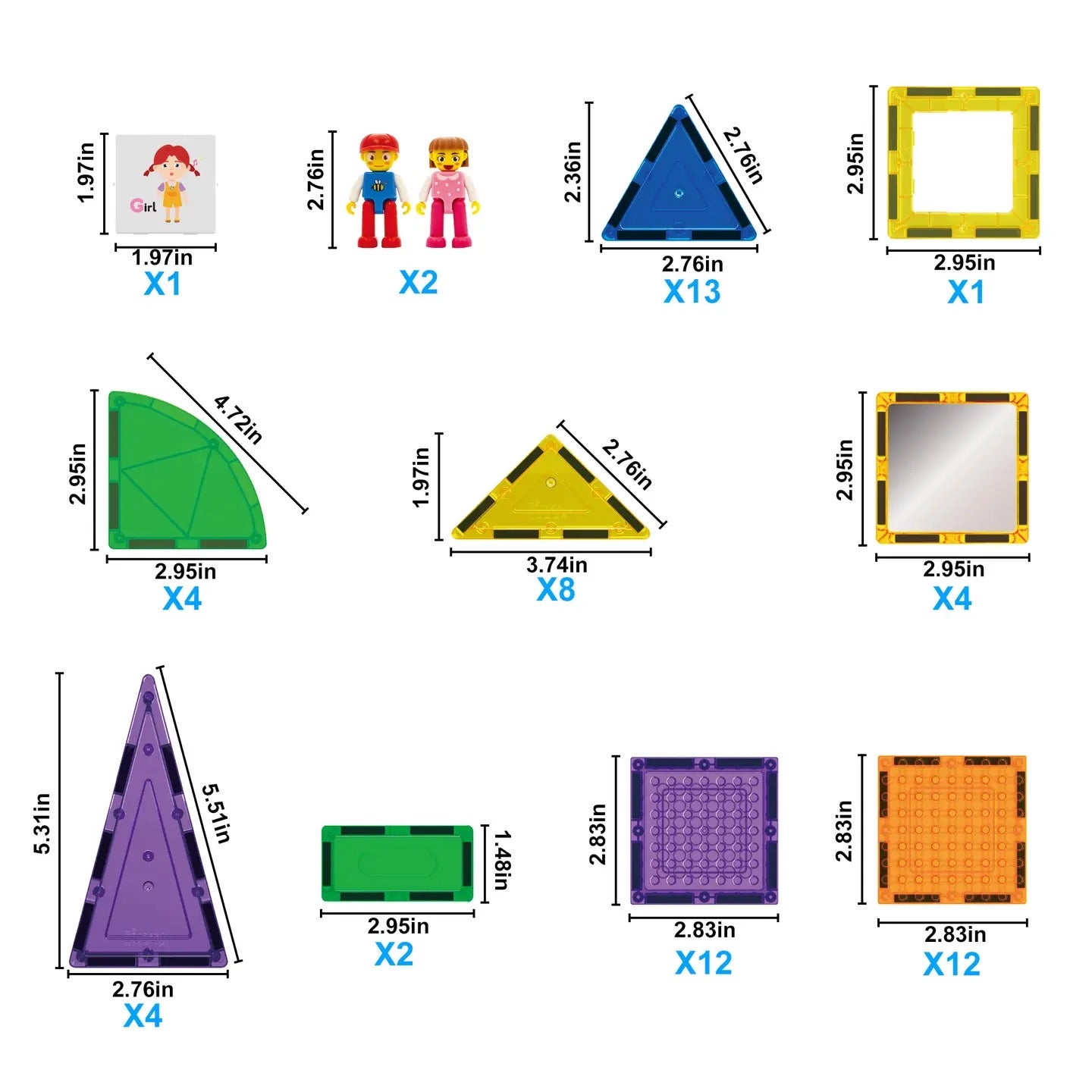 63 Piece Magnetic Tile Building Set - Picasso Tiles, photo 3 of 6