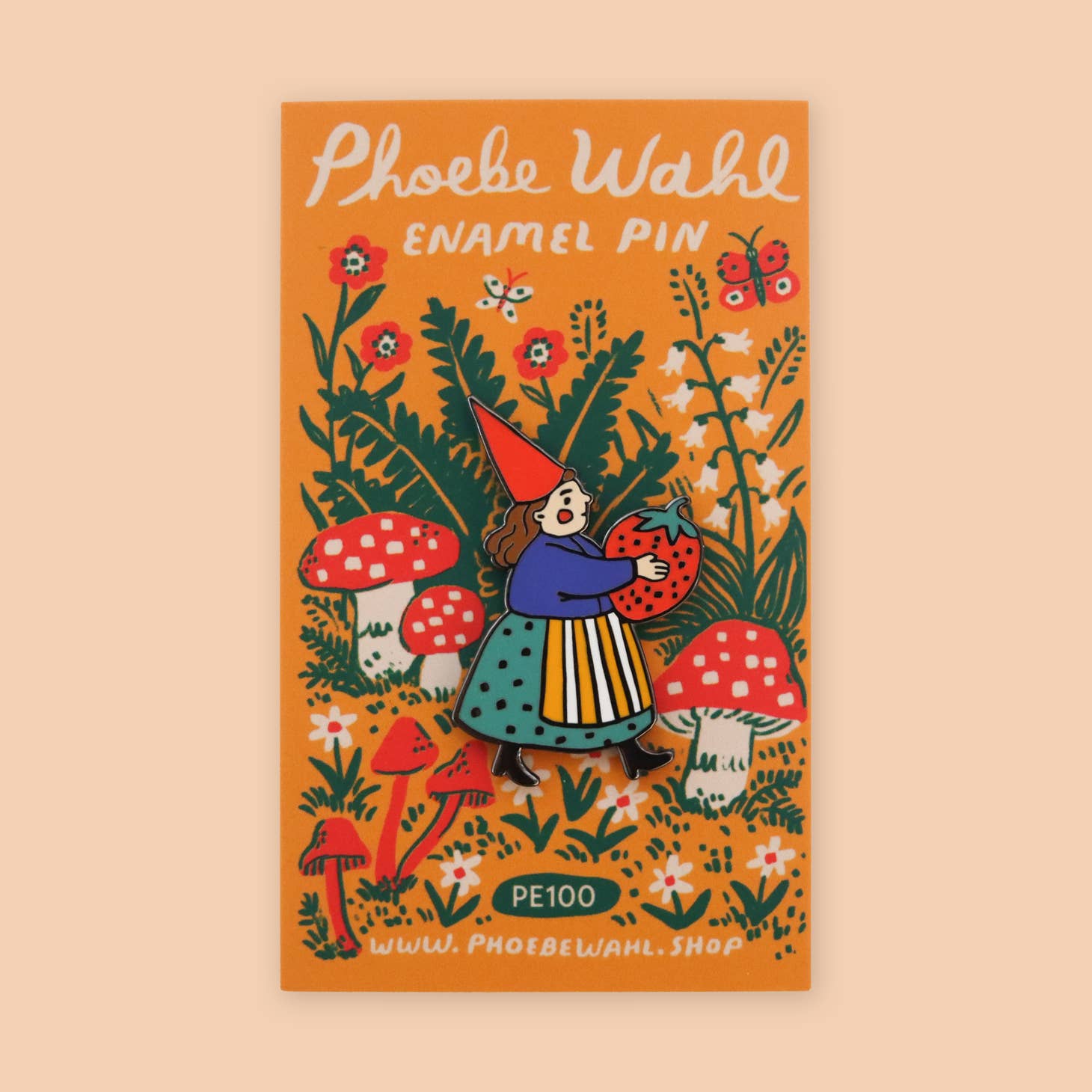Strawberry Gnome Enamel Pin - Phoebe Wahl, photo 1 of 2