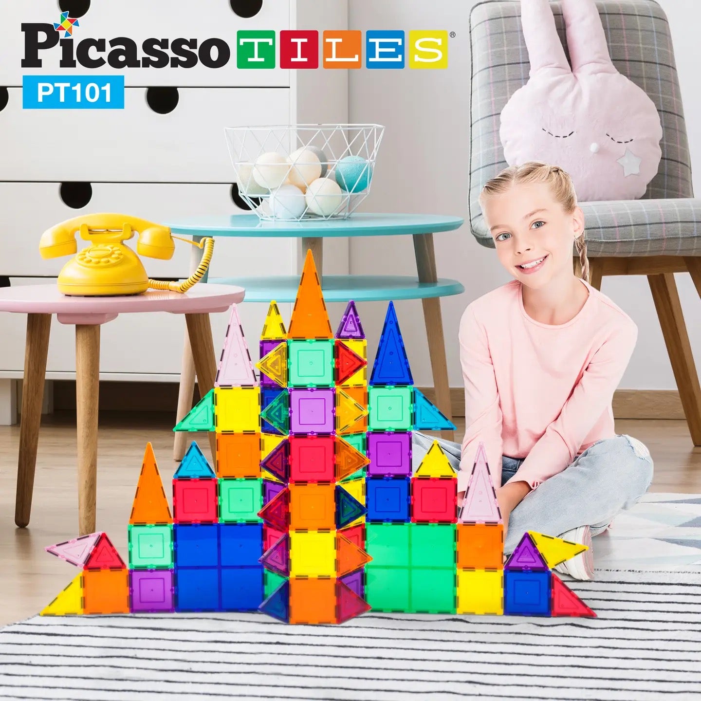 101 Piece Magnetic Building Block Set - Picasso Tiles, photo 1 of 5