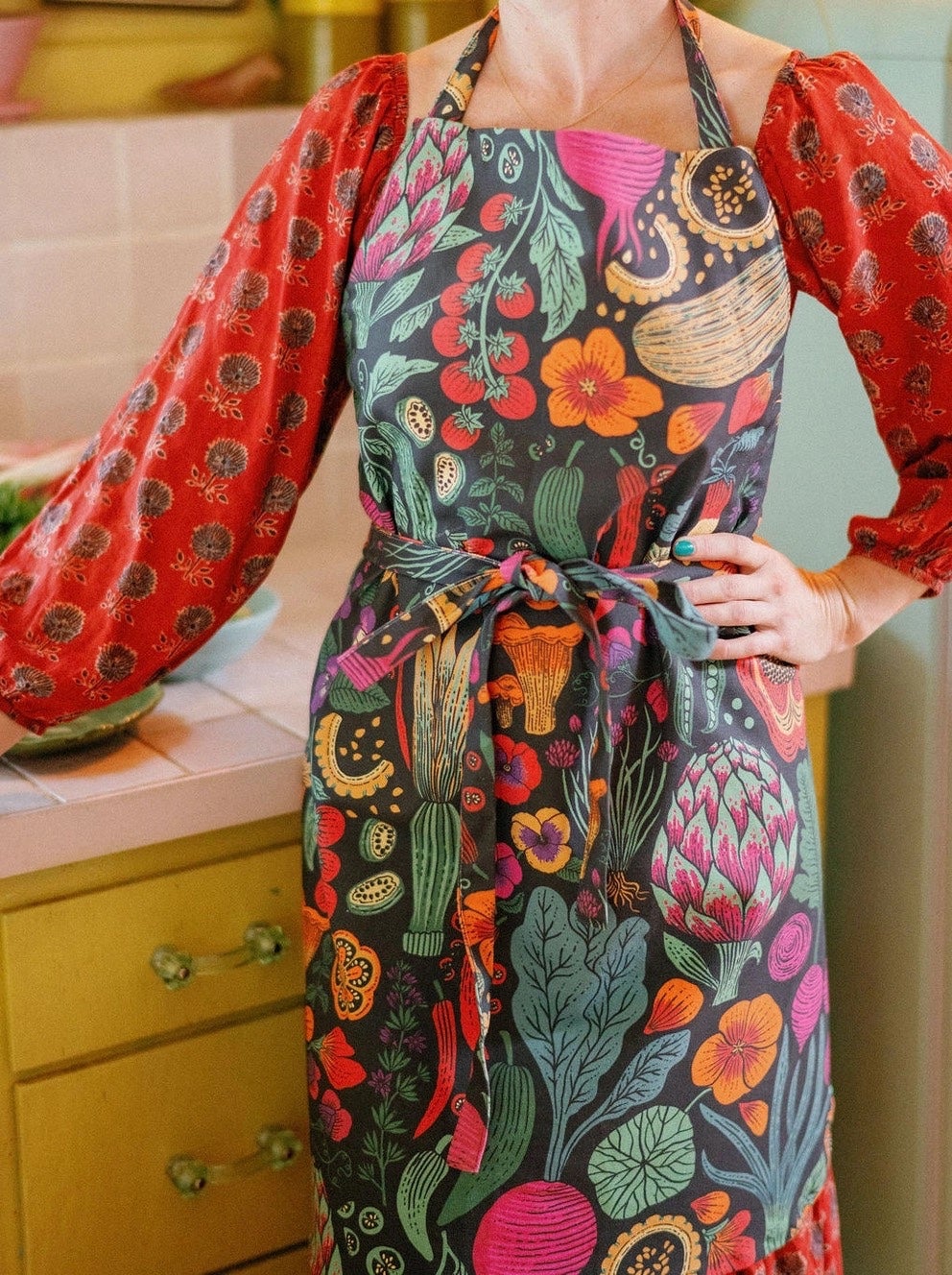 Organic Cotton Aprons in Veggie Prints by Lili Arnold Studios, photo 4 of 7