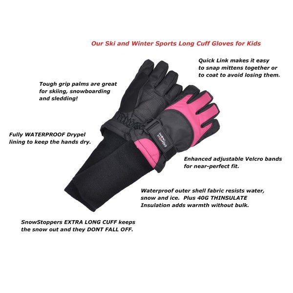 Ski & Snowboard Waterproof Gloves - Snow Stoppers Assorted Colors, photo 2 of 4