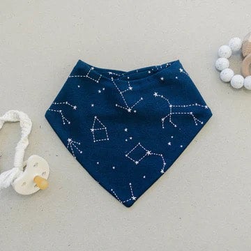 Night Sky Bandana Bibs- Set of 2 - Merino Wool & Organic Cotton Sides - Woolino, photo 4 of 5