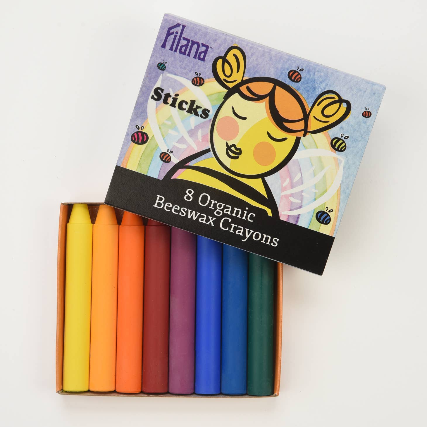 Organic Beeswax Rainbow Stick Crayons 8 Pack - Filana, photo 1 of 3