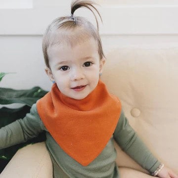 Rust Bandana Bibs - Set of 2 - Merino wool & Organic Cotton Sides - Woolino, photo 1 of 6