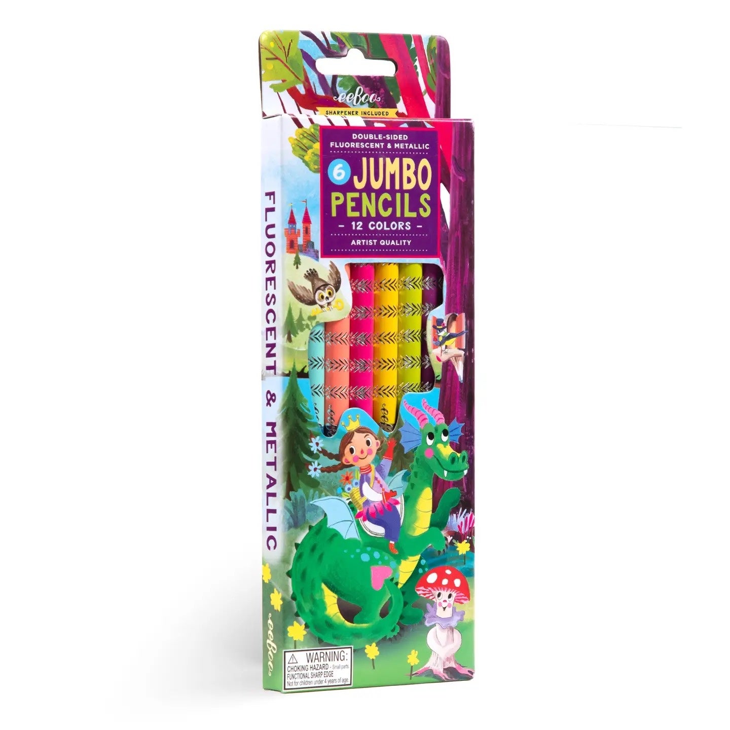 Fairy Tale Dragon 6 Jumbo Double-Sided Color Pencils (12 Colors) - eeBoo, photo 1 of 3