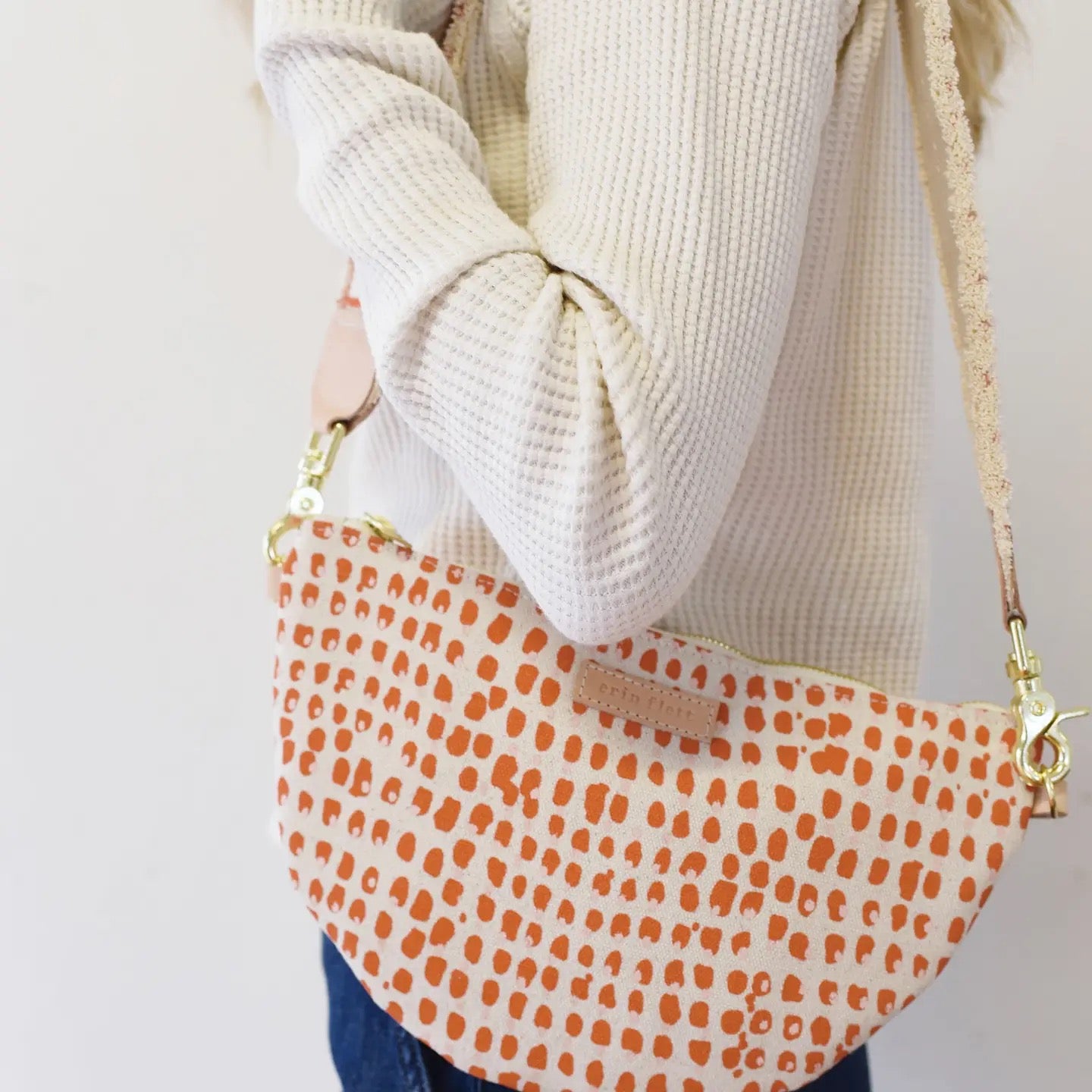 Earthy Anthro Orange + Blush Double Dot Halfmoon Bag - Erin Flett, photo 1 of 3