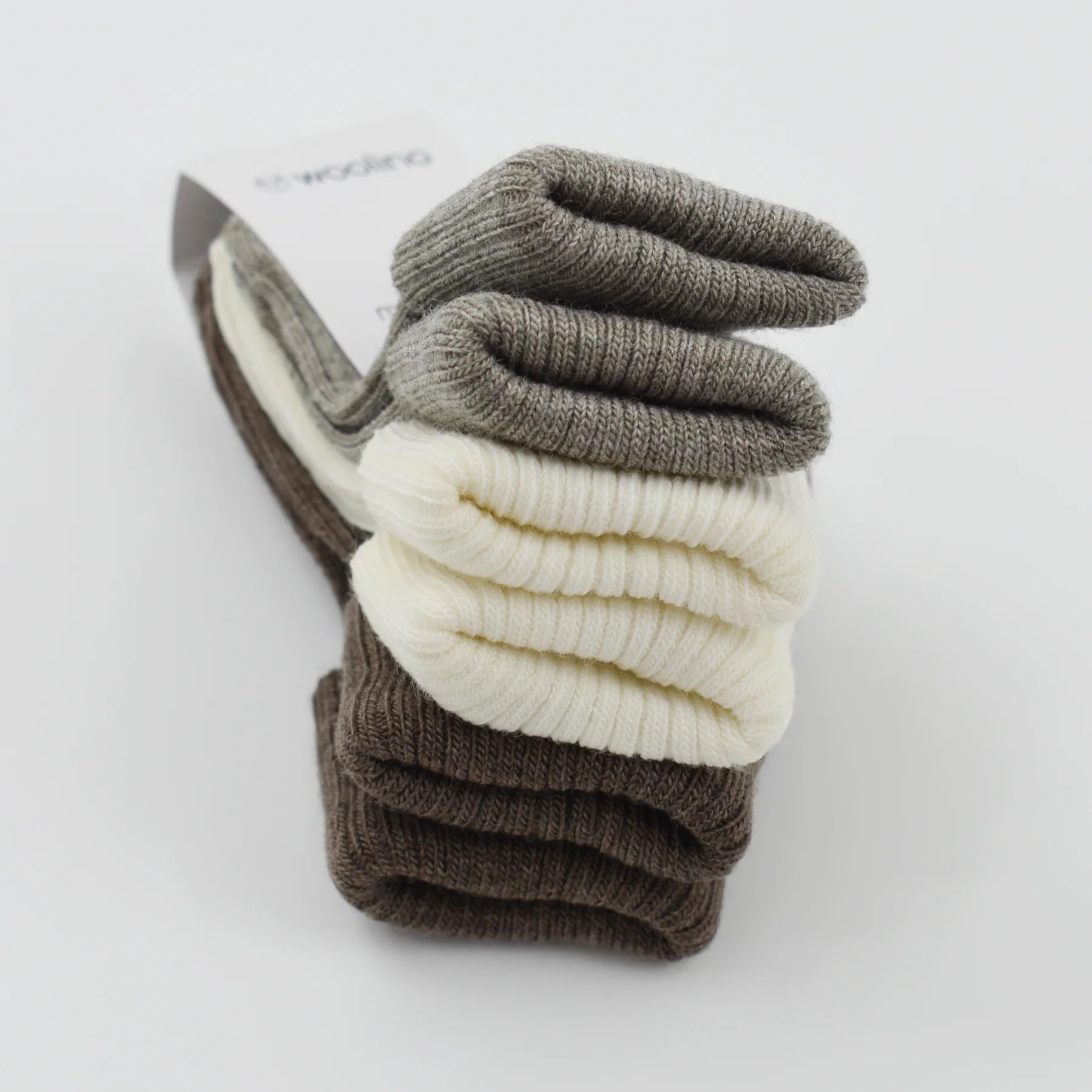 3 pack Merino Wool Socks - Brown-Gray & Off White - Woolino, photo 6 of 6