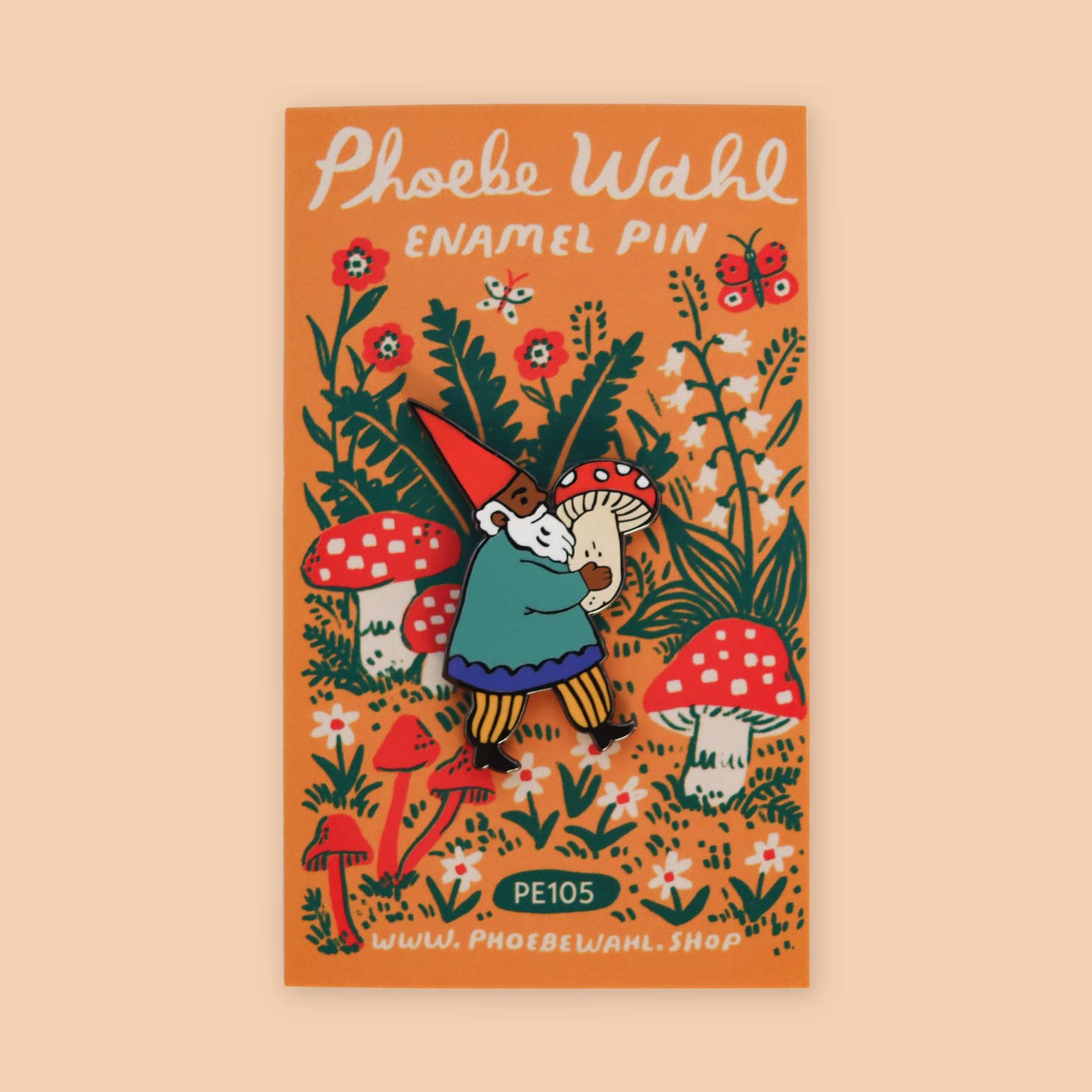 Mushroom Gnome Enamel Pin - Phoebe Wahl, photo 2 of 2