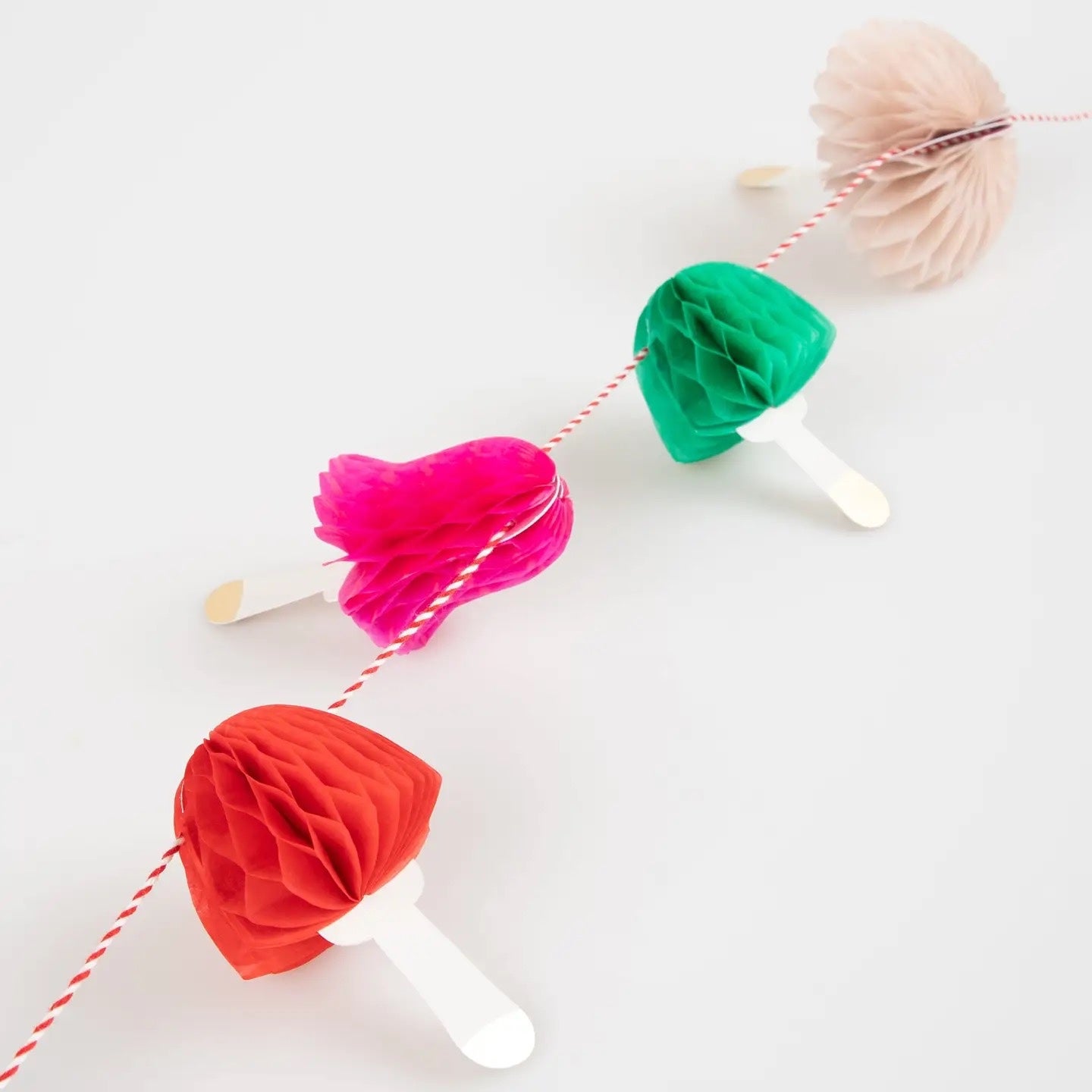 Honeycomb Paper Mushroom Garland by Meri Meri, photo 2 of 4