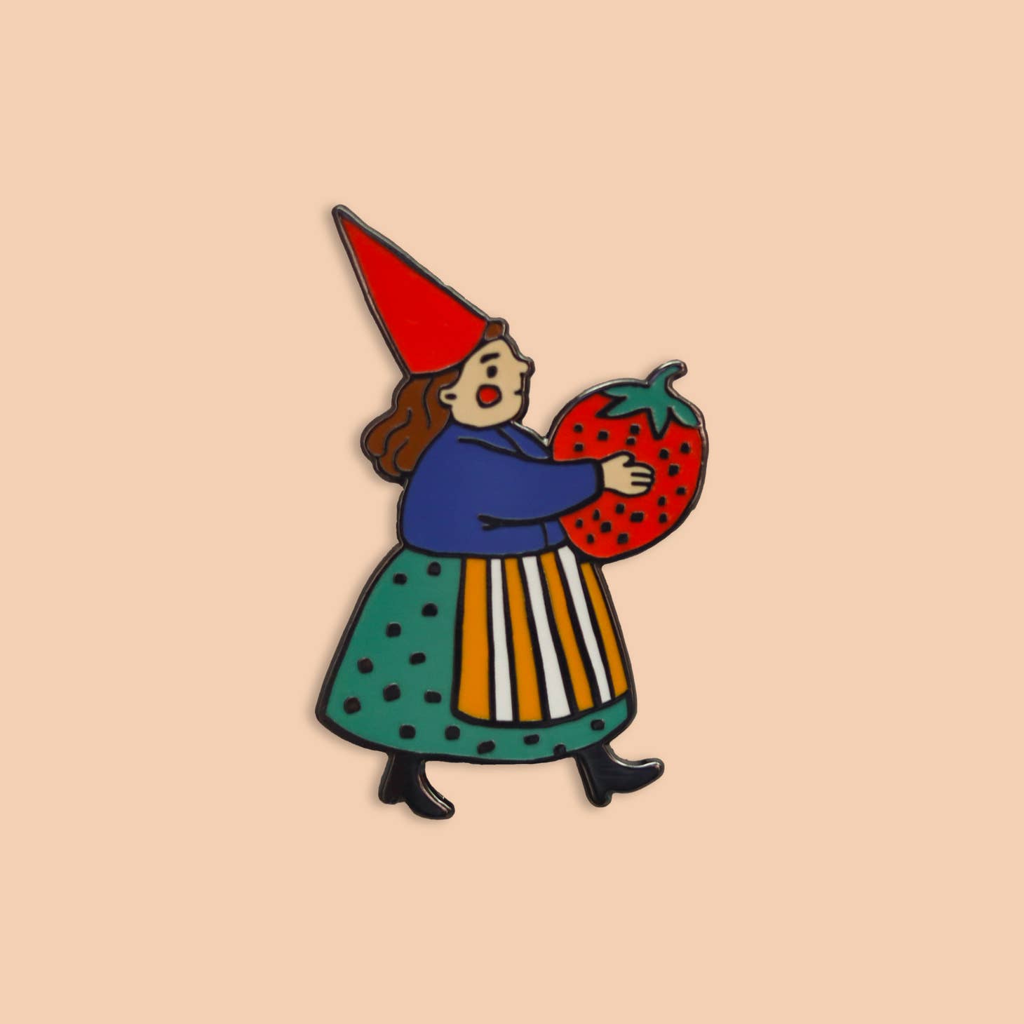 Strawberry Gnome Enamel Pin - Phoebe Wahl, photo 2 of 2