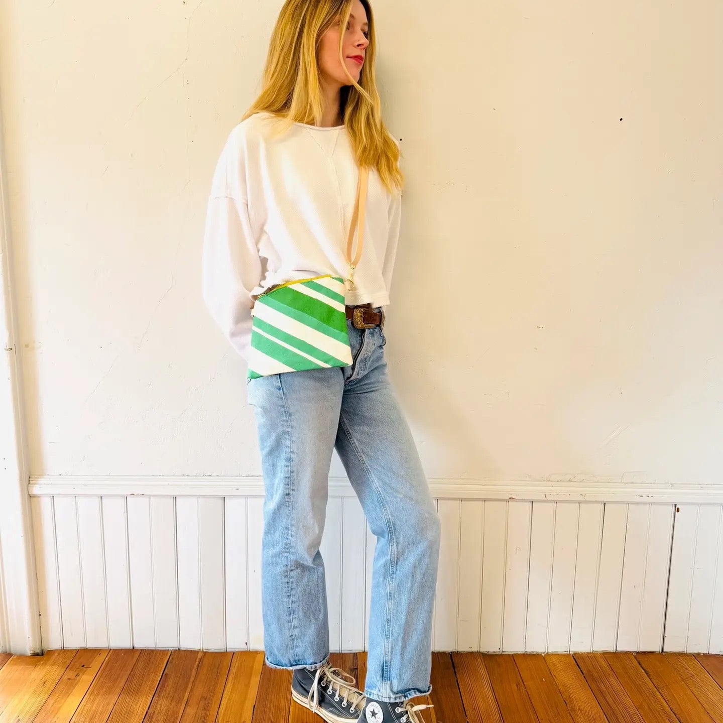 Judy Crossbody Bag - Vintage Stripe Green - Erin Flett, photo 3 of 7