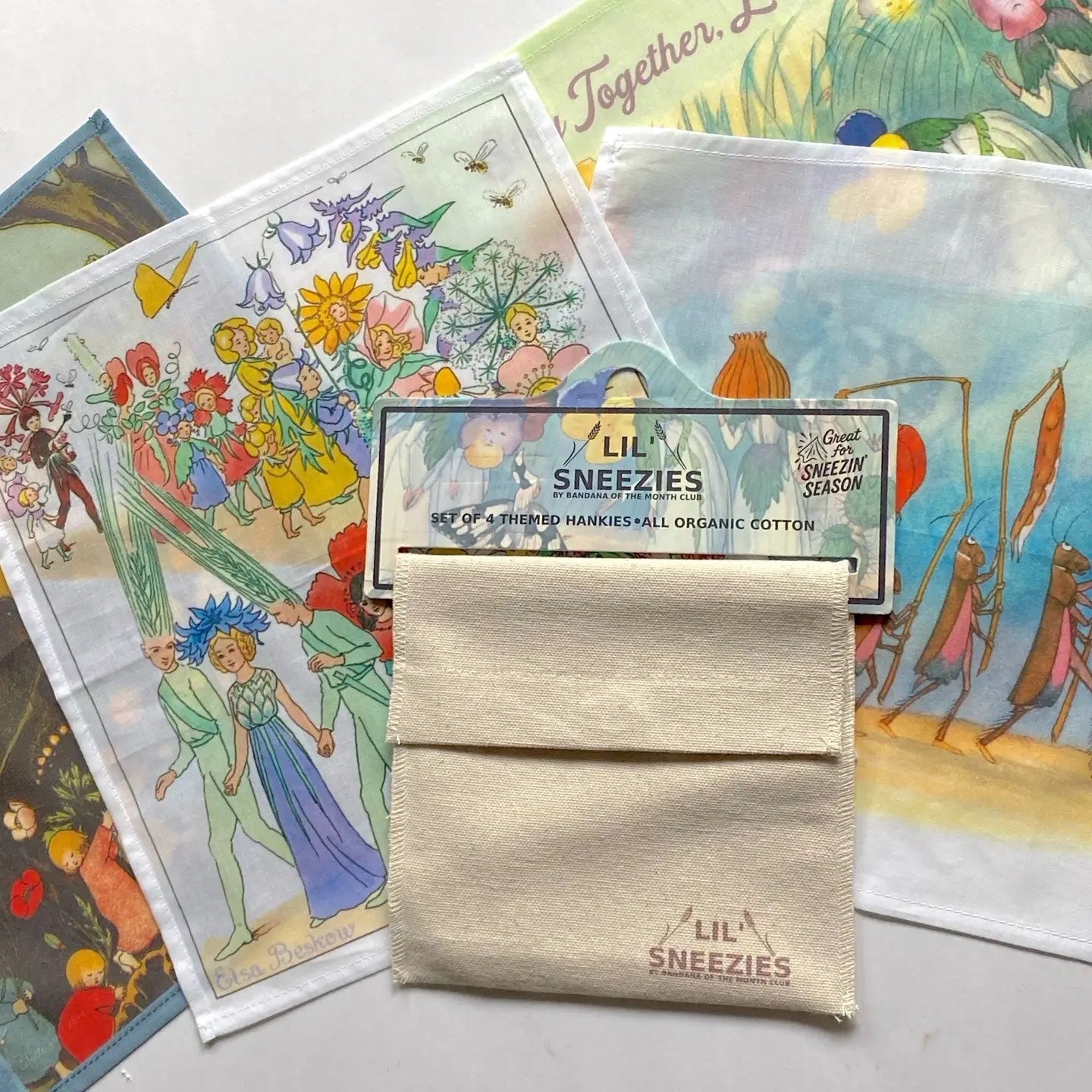 Lil’ Sneezies - Set of 4 Fairy Tale Themed Hankies - Bandana of the Month Club, photo 2 of 3