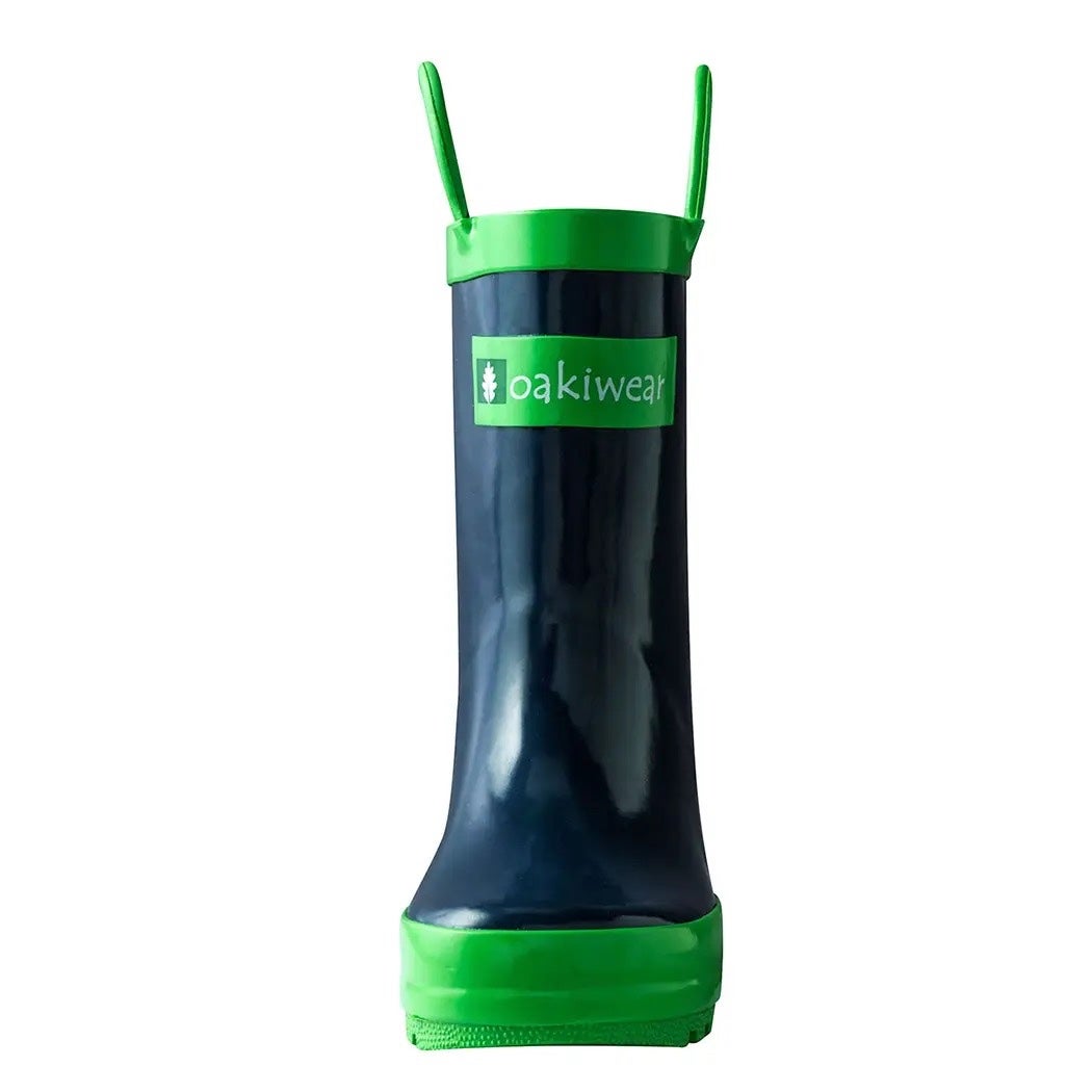 Navy & Green Loop Handle Rain Boots - Oaki, photo 3 of 3