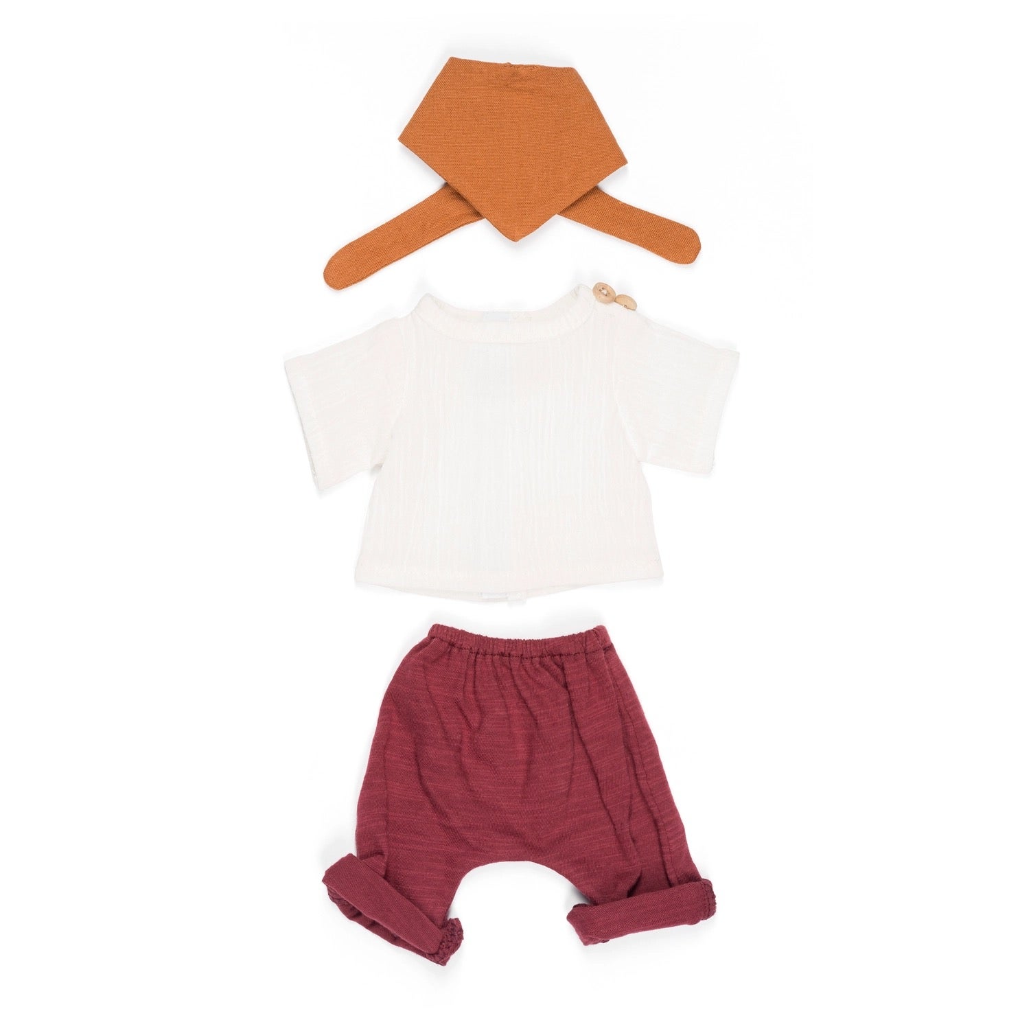 Doll Outfit White Shirt Red Pants Orange Bandana 12 5/8”- Miniland, photo 1 of 2