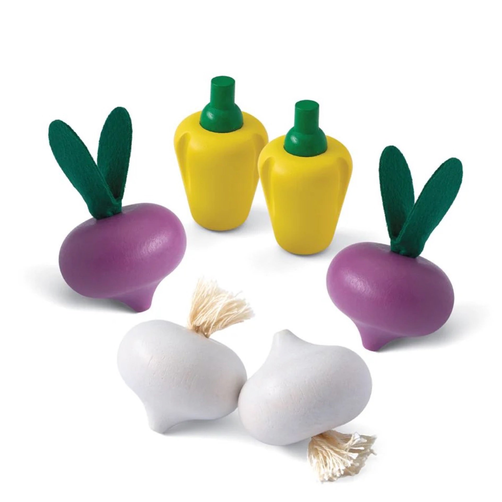 Fresh Produce Set C - Radishes, Garlic, Yellow Bell Peppers - PlanToys, photo 1 of 6