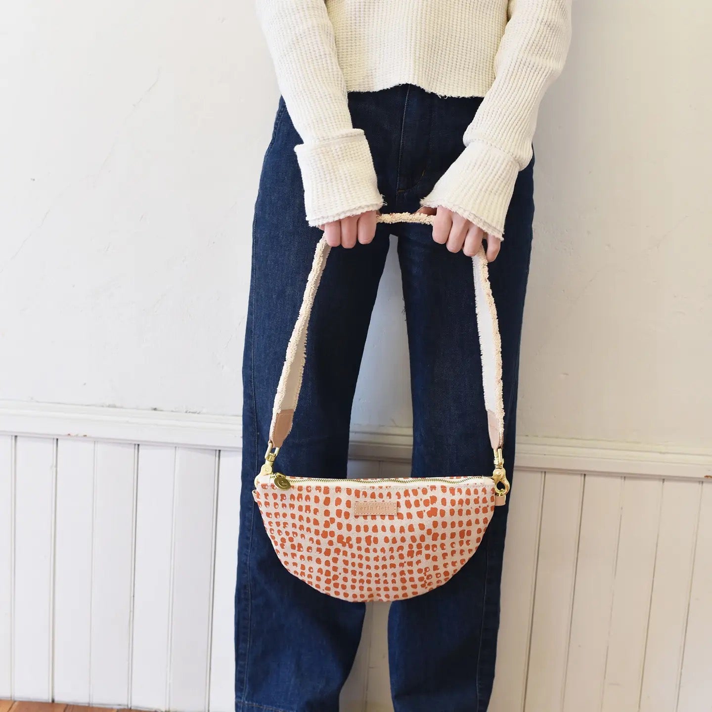 Earthy Anthro Orange + Blush Double Dot Halfmoon Bag - Erin Flett, photo 2 of 3
