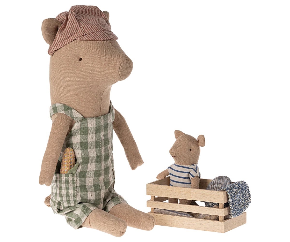 Pig - Boy in Green Checked Overalls - Maileg, photo 2 of 2