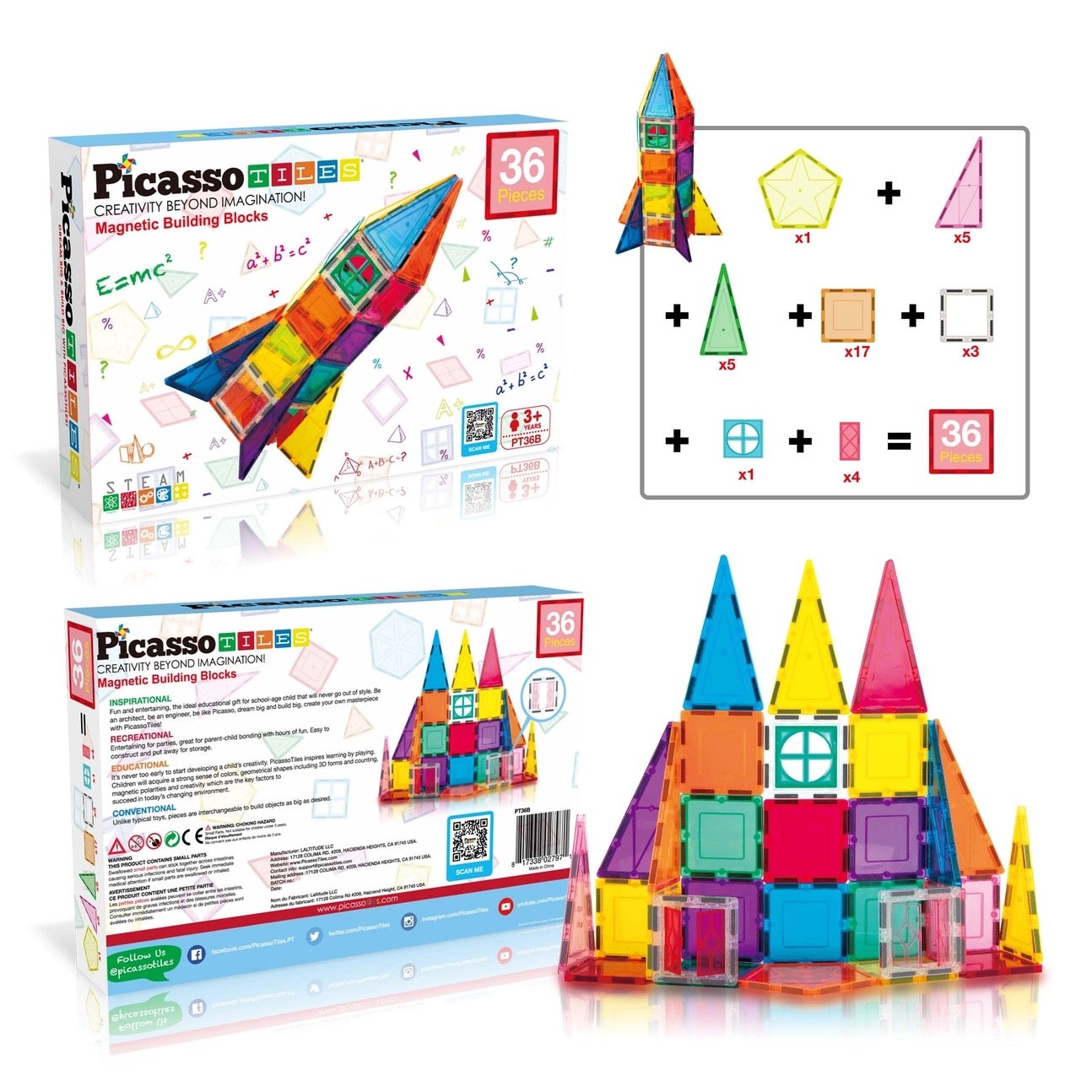 36 Piece Construction Magnetic Tile Set - Picasso Tiles, photo 7 of 7
