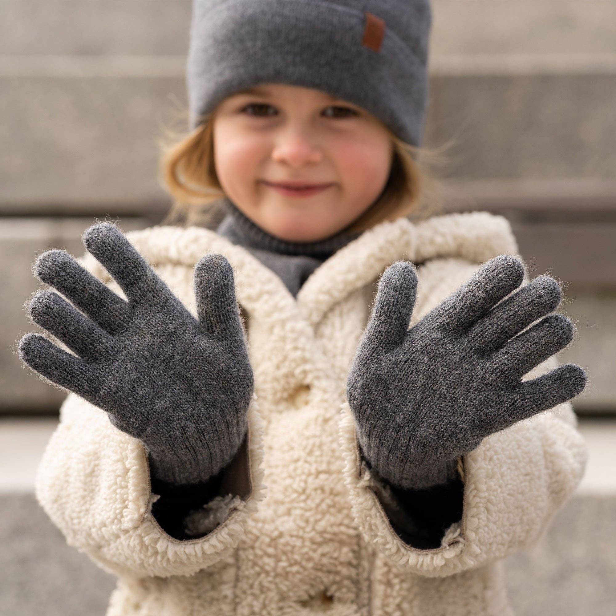 Merino Cashmere Knit Gloves - Dark Gray - Menique, photo 2 of 4