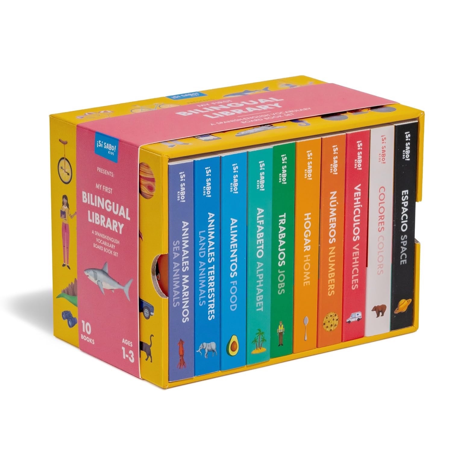 My First Bilingual Library: A Spanish-English Vocabulary Board Book Set of Colors, Numbers, Animals, ABCs, and More (Si Sabo Kids), photo 1 of 5