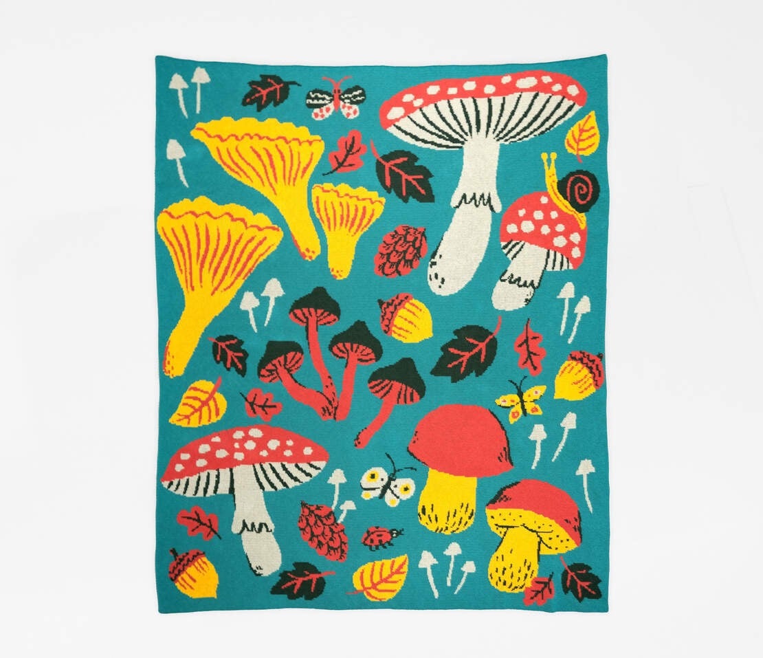 Mushroom Throw Blanket - Phoebe Wahl - Made in USA, photo 1 of 5