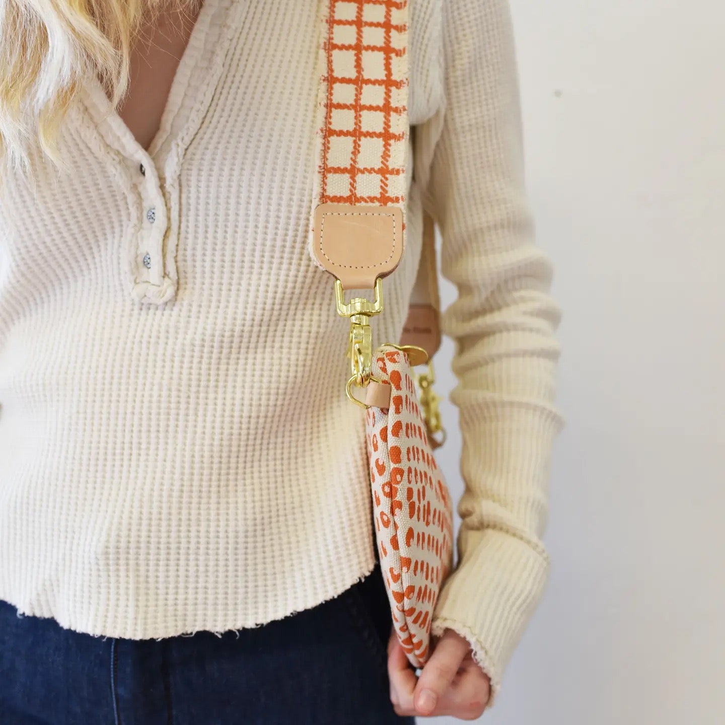 Earthy Anthro Orange + Blush Double Dot Halfmoon Bag - Erin Flett, photo 3 of 3