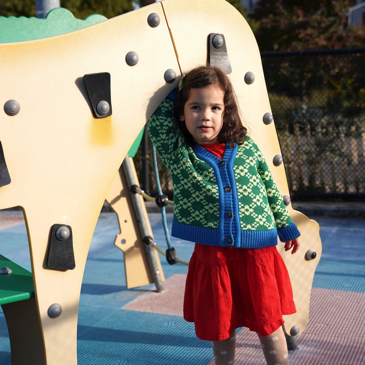 Flower Chain Cardi in Merino Wool (Bright Green) - Gigi Knitwear, photo 1 of 4