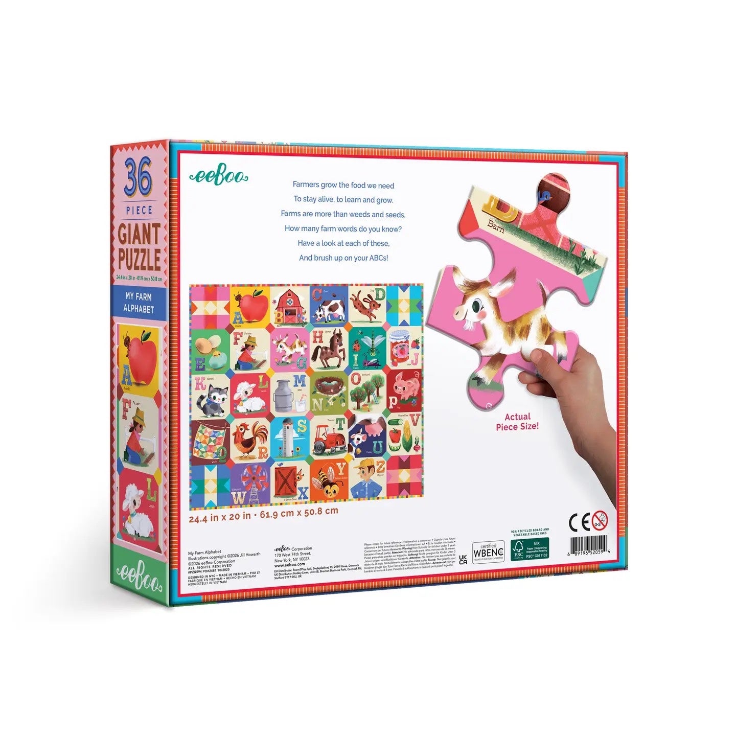 My Farm Alphabet 36 Piece Giant Puzzle - eeBoo, photo 2 of 3