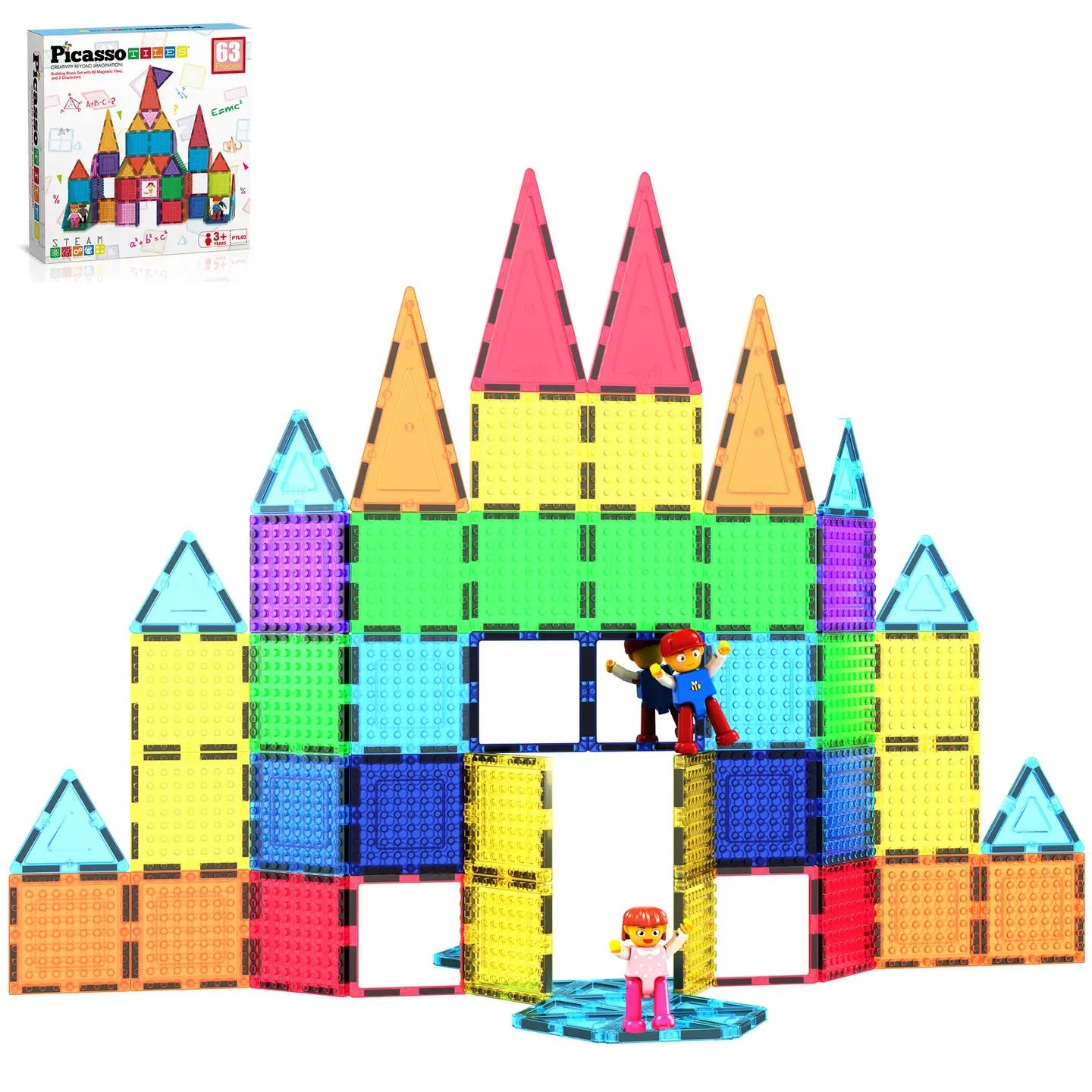 63 Piece Magnetic Tile Building Set - Picasso Tiles, photo 1 of 6