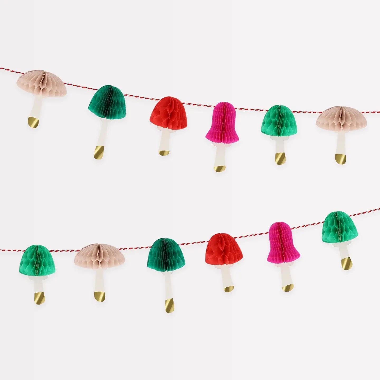 Honeycomb Paper Mushroom Garland by Meri Meri, photo 1 of 4
