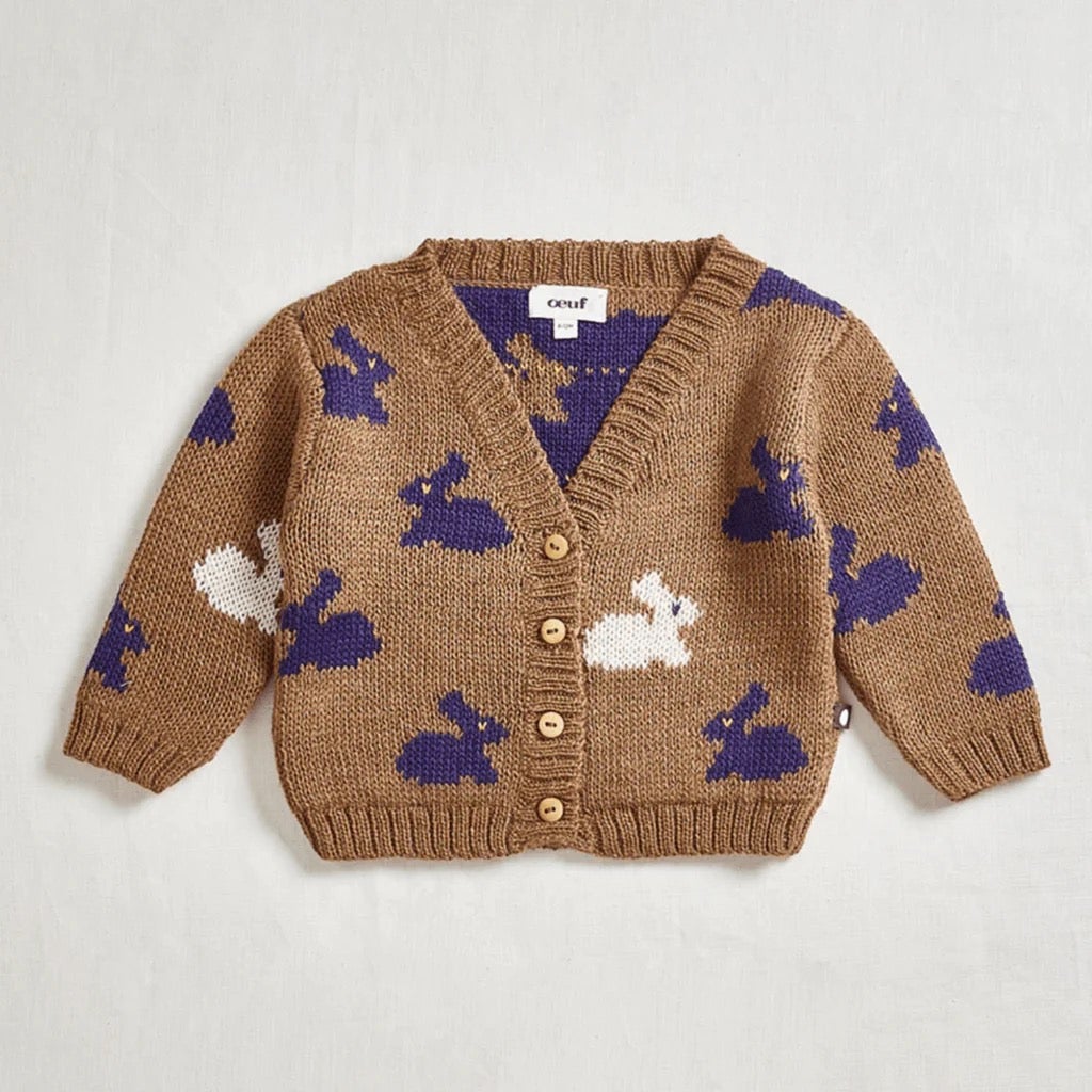 Bunny Motif Cardi - Alpaca Wool - Oeuf, photo 1 of 2