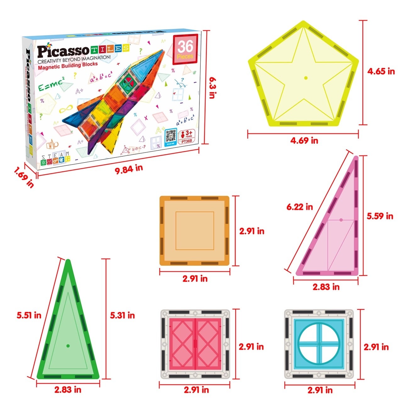 36 Piece Construction Magnetic Tile Set - Picasso Tiles, photo 6 of 7