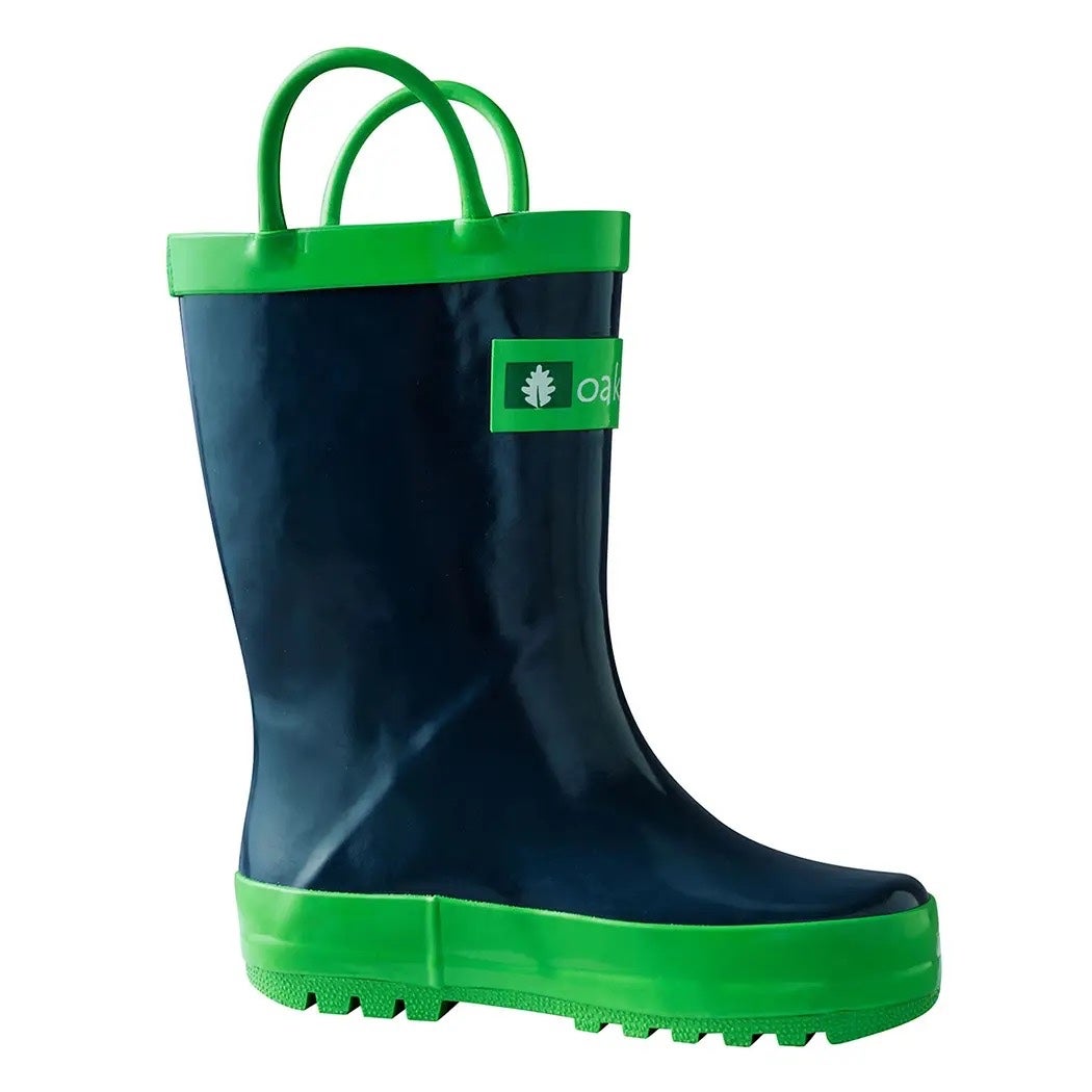 Navy & Green Loop Handle Rain Boots - Oaki, photo 2 of 3