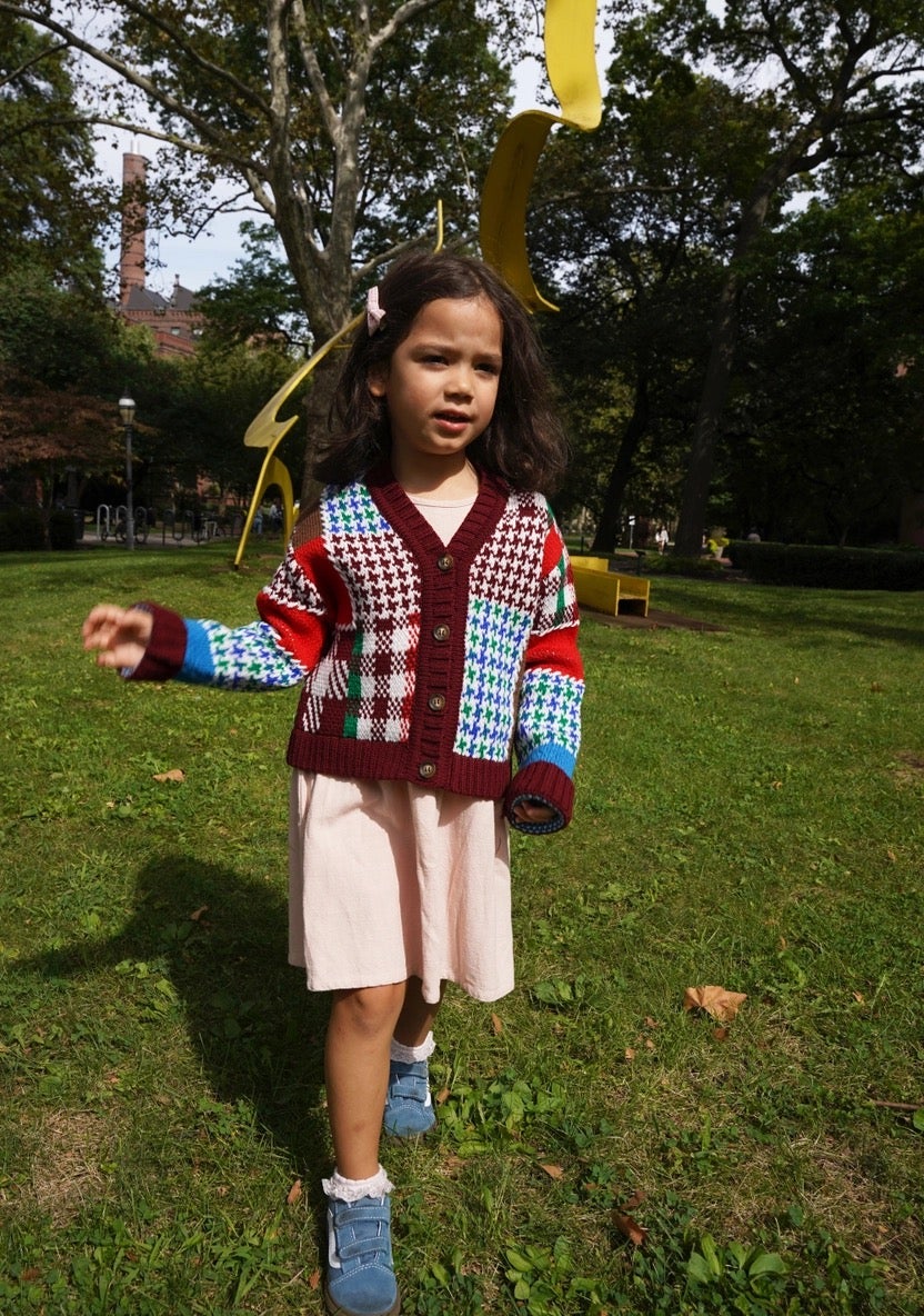 Patchwork Cardi in Merino Wool (Burgundy) - Gigi Knitwear, photo 4 of 4