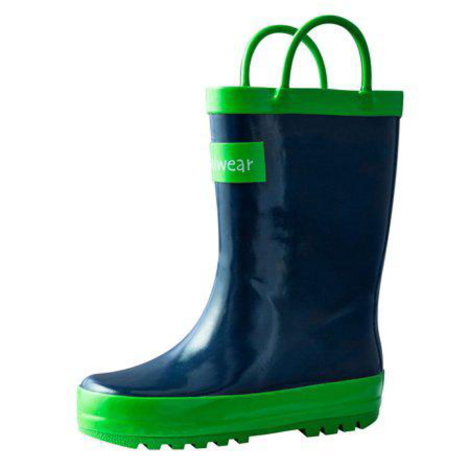 Navy & Green Loop Handle Rain Boots - Oaki, photo 1 of 3