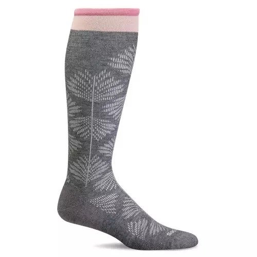 Full Floral - Wool-Blend Moderate Graduated Compression Socks Wide Calves in Charcoal - Size M/L EU: 39-43 - Wide Calf Fit - Sockwell, photo 1 of 2