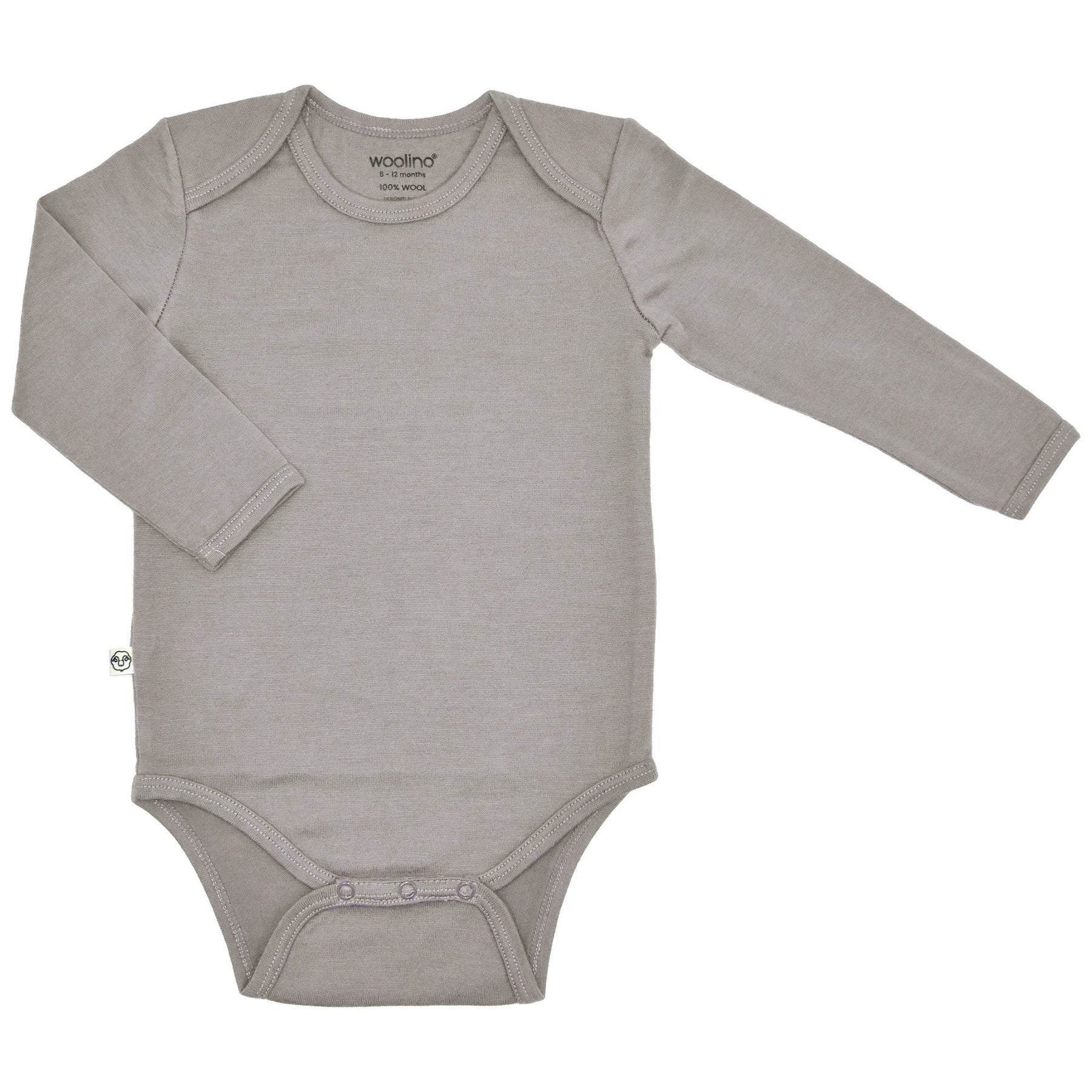 Dove Grey Merino Wool Baby Bodysuit 12-18m - Woolino, photo 1 of 3