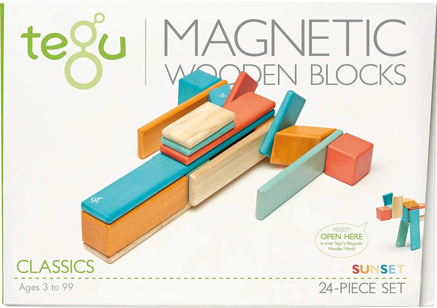 Tegu Classic 24 piece Magnetic Wooden Block Set - Sunset, photo 1 of 8