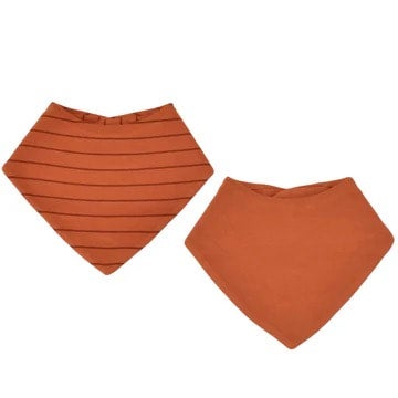 Rust Bandana Bibs - Set of 2 - Merino wool & Organic Cotton Sides - Woolino, photo 6 of 6