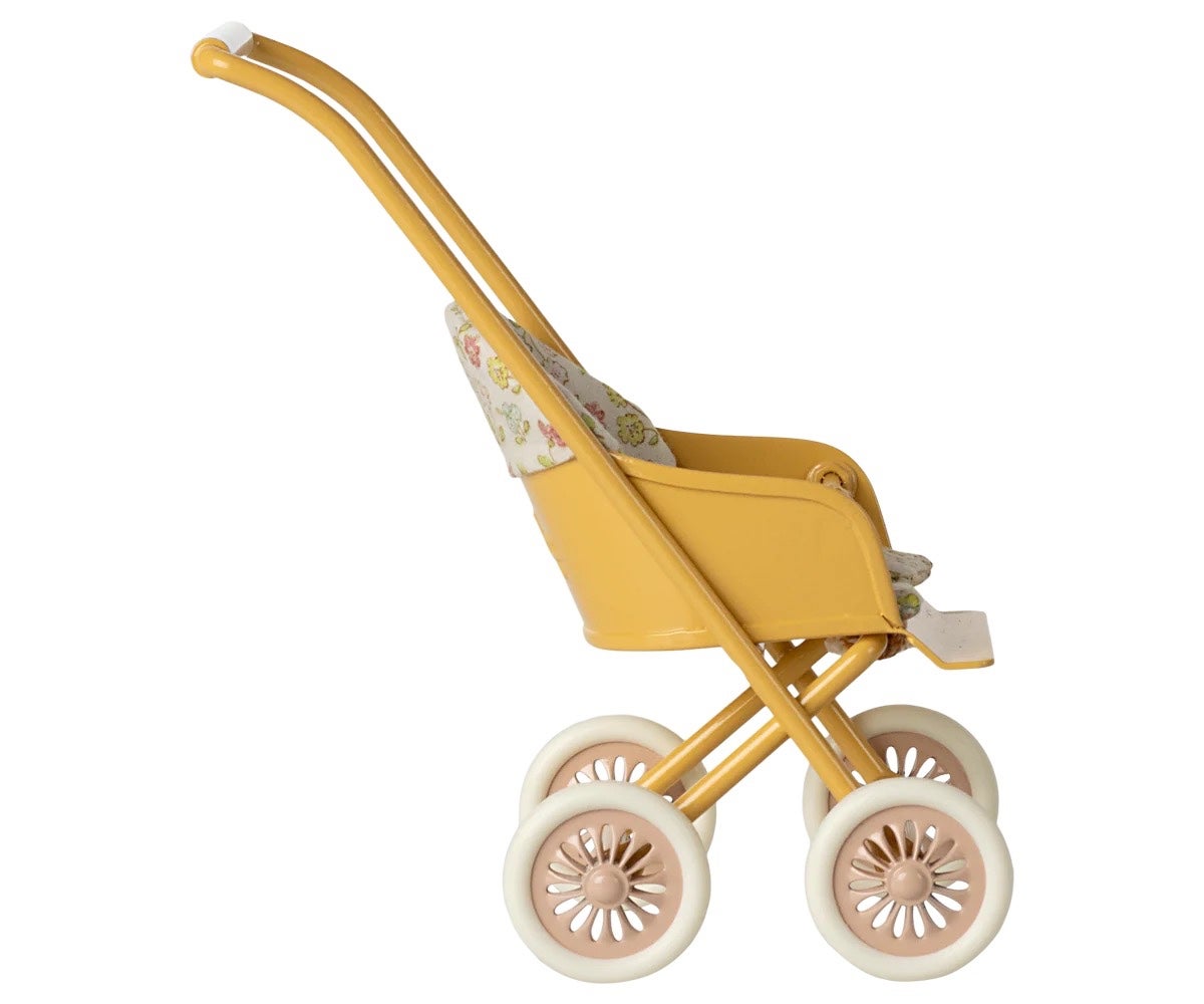 Yellow Micro Stroller - Upright with floral cushion - Maileg, photo 3 of 3