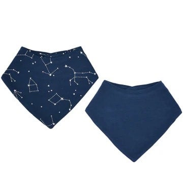 Night Sky Bandana Bibs- Set of 2 - Merino Wool & Organic Cotton Sides - Woolino, photo 5 of 5